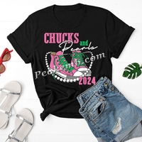 Ben Chucks ve inciler demir-on düzeltme yıkanabilir DTF vinil baskı ile onun özel T-shirt ile