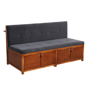 Canapé-lit <span class=keywords><strong>futon</strong></span> confortable en bois et cuir moderne avec rangement intégré, banc 3 places pour <span class=keywords><strong>salon</strong></span>, spa, salle de bain, massage - Product Image 6