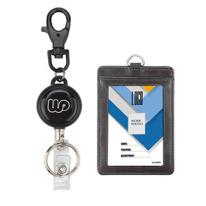 Leather <b>ID</b> card <b>holder</b>, name tag, multi-functional card <b>holder</b>, easy-pull buckle retractable employee <b>ID</b> tag, logo printing - Product Image 4