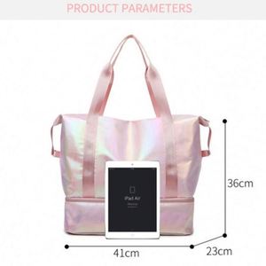 Sac de sport et de fitness à séparation sec/humide, coloré et scintillant, pour femme, sac de voyage et de rangement prénatal avec compartiment à chaussures - Product Image 2