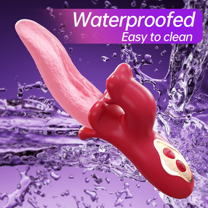 Mainan Lidah Dewasa Wanita dengan 9 Mode <span class=keywords><strong>Vibrator</strong></span> G-spot Kelinci Stimulasi Klitoris Fungsi Menjilat Mengayun Mengisap Menyodok Bergetar - Product Image 4