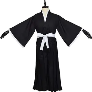 Japonés tradicional samurái uniforme Kimono Halloween traje Anime negro Cosplay disfraz