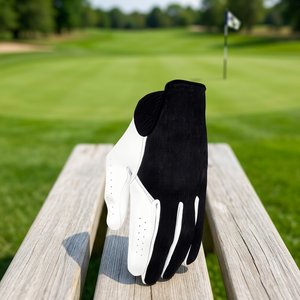 Gant de golf pour main droite, noir et blanc, en cuir de mouton Cabretta, antidérapant, fermeture auto-agrippante, unisexe, usage décontracté, sport - Product Image 2