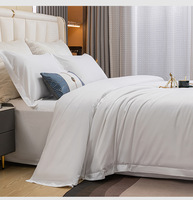 Parure de lit d'hôtel en coton satiné, drap blanc, housse de couette, ensemble de literie pour hôtel étoilé et B&B
