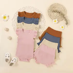 0106 GDT 2023 Hot sale 95%Cotton 5%Spandex Baby Sleeveless Newborn Baby Rompers Baby Clothes set