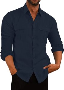 Camicia da <span class=keywords><strong>uomo</strong></span> europea americana Casual a maniche lunghe con bottone in saia in Denim Western <span class=keywords><strong>5XL</strong></span> estivo stampato in tinta unita - Product Image 2
