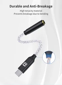 KBEAR TC12 PRO Adaptateur pour écouteurs HiFi <span class=keywords><strong>8</strong></span> cœurs USB Type C à 3.5mm DAC avec câble convertisseur décodeur fil pour <span class=keywords><strong>iPhone</strong></span> Samsung Huawei - Product Image 5