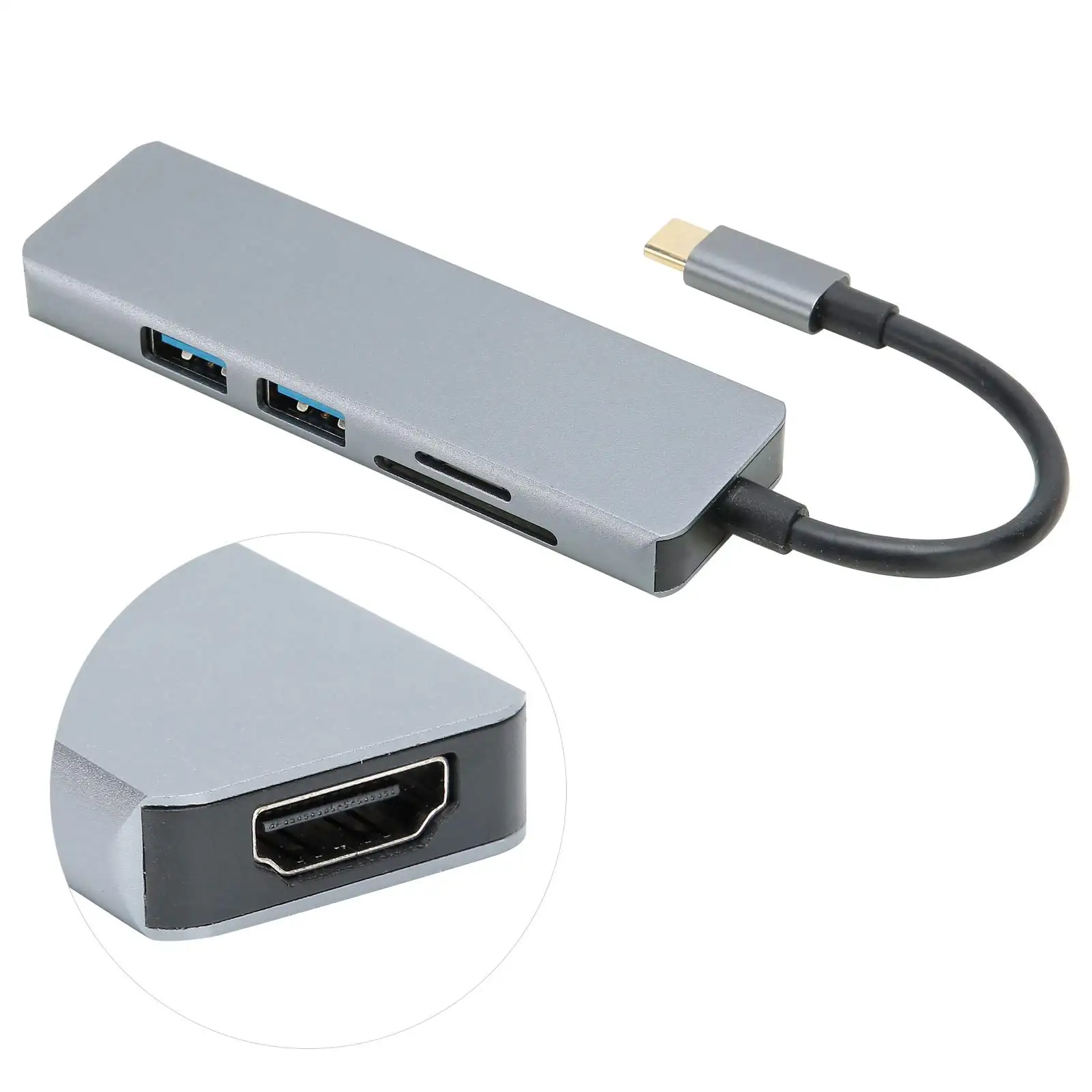 5-in-1 USB C Hub Multiport Adapter: HDMI 4K, USB 3.0&USB2.0 Ports TF SD Hub docking station For Computer Laptop, SY