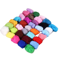 Laine de feutrage à l'aiguille colorée - Fibres de laine pour matériaux de bricolage, kits de feutrage à l'aiguille