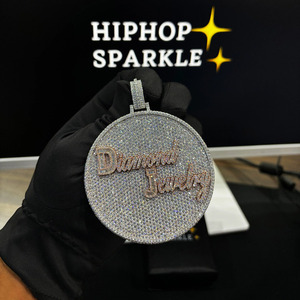 Fashion Luxury Round <b>Iced</b> <b>Out</b> Pendant 3 Inch Custom Hip Hop Medallion 40ct Diamond Look 925 Sterling Silver <b>Chain</b> Jewelry - Product Image 4