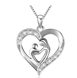 Hot Sales Deloach 925 Sterling Silver Rhodium Plated Vintage Zircon <strong>Mother</strong> <strong>Daughter</strong> Love Heart Pendant Necklace Engagement Party - Product Image 1