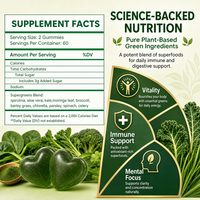 SYC BIO Super Greens Gummies Mélange de légumes verts quotidiens Harmonie digestive Complément alimentaire quotidien 120 unités Sac de 600g OEM Marque privée ODM