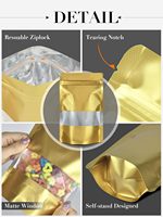 Sacs Mylar refermables personnalisés en PE transparent à une face, anti-odeur, avec fermeture éclair, pochettes Mylar dorées, vente en gros de sacs à fermeture éclair