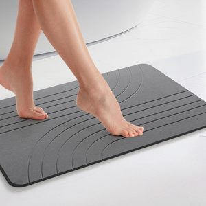Tapis de bain ultra-absorbant à motif ondulé en terre de diatomée, antidérapant et séchage rapide pour salle de bain et cuisine - Product Image 2