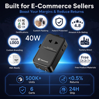 Adaptateur de voyage universel ultra-fin Wontravel 40W PD 3AC avec 6 ports pour les voyages