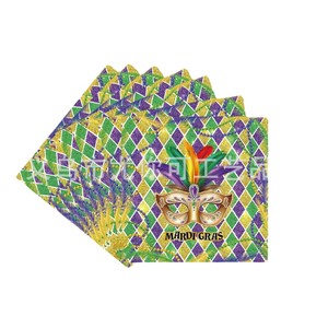 Mardi Gras Party Plates <b>Round</b> Disposable Paper Gold Green Purple Carnival Theme Decorations - Product Image 4