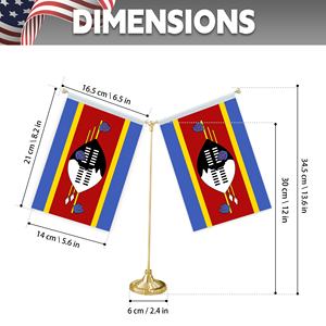 Bandera Nacional de Eswatini Bandera de mesa de doble cara Impresión de <span class=keywords><strong>escudo</strong></span> destacado Selección de aspectos destacados del escritorio de la sala de conferencias - Product Image 2