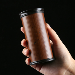 Handmade Bamboo Tea Caddy Round Airtight Tea Box For Tea Ceremony Gift Set Accessory - Product Image 1