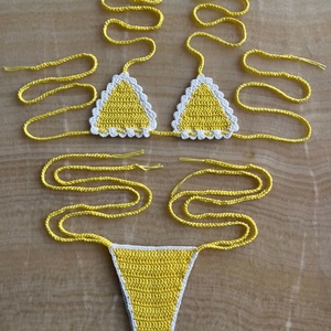 Conjunto de Bikini de Ganchillo Hecho a Mano con Diseño Personalizado, Estampado de Flores Pequeñas, Traje de Baño para Niñas, Bikini de Punto, Ropa de Playa, Traje de Baño para Mujer - Product Image 6