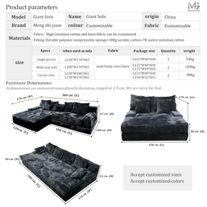 Juego de Sofás Esquineros Comprimidos en Caja, Esponja Pura Envasada al Vacío, Tapizado en Tela, Muebles Modulares Comprimidos para Sala de Estar - Product Image 6