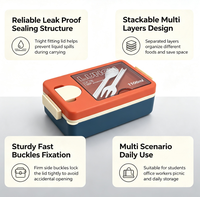 Boîte à lunch multi-couches anti-fuite avec couvercle transparent et fermoirs, conteneur de stockage alimentaire pour étudiants, famille et préparation de repas au bureau