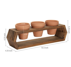 Bac de culture Hexagonal en bois brun et brossé, support de jardin avec Pots en artta - Product Image 2
