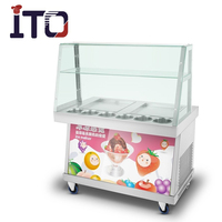 Máquina de helados fritos con sartén cuadrada doble, con 6 cubos, novedad