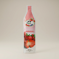 Emballage pour jus de fraise en sachet injecté, matériau blanc, finition brillante, pour eau, emballage irrégulier