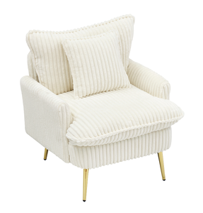 Fauteuil moderne de 30,31 pouces, canapé élégant en tissu velours côtelé beige, doux et confortable, idéal pour la maison, le bureau, la villa, le salon - Product Image 6
