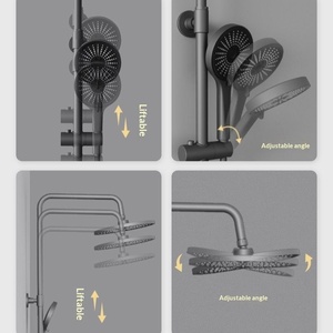 R&T S1011 Chrome Shower with Three Functions Lifting Top <b>Spray</b> Slide Bar Ceramic Core - Product Image 3