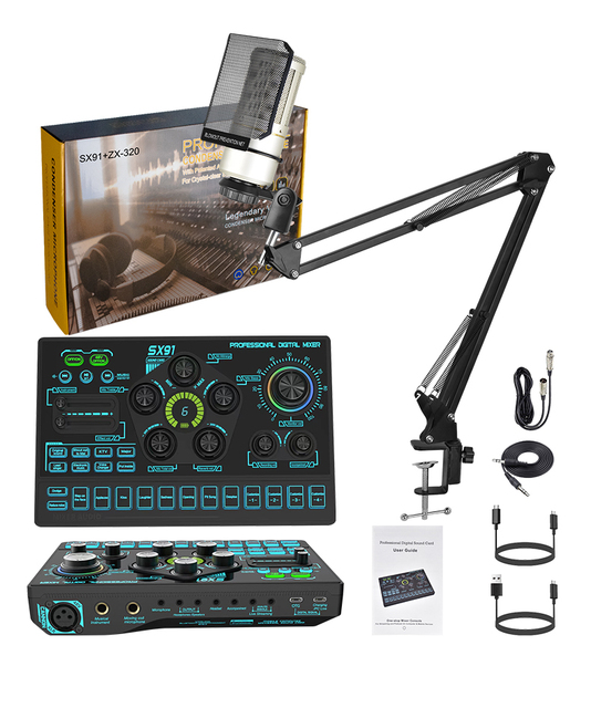Podcast Equipment USB Wireless Recording Studio Audio Sound Cards Mixers 18 Sound Effects 7 Connecting Methods 6 Effect Modes