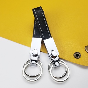 <b>Ring</b> Keychain Blanks Genuine Key Chains Leather <b>Keyring</b> Engraved Metal Stainless Steel Custom Logo Pu - Product Image 4