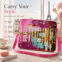 Housse pour ordinateur portable en néoprène de 13 pouces, 3 mm, avec bandoulière amovible, impression par sublimation colorée et strass scintillants, sac de protection