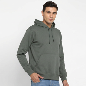 High Quality Polyester/Cotton Blend Regular Fit <b>Thick</b> <b>Fleece</b> Drop Shoulder Plain Blank Custom Men's Hoodies Quick Dry Breathable - Product Image 1