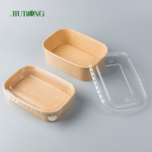 Bán buôn 1000ml Takeaway Kraft đáy phẳng vuông giấy salad Bát Hộp Ăn Trưa với nắp rõ ràng - Product Image 1