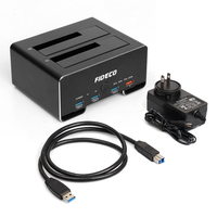 Docking Station HDD Multifungsi FIDECO Duro, Driver Hard Disk Eksternal 16TB Hitam, Pengisian Cepat USB SATA untuk Laptop 3.5 inci