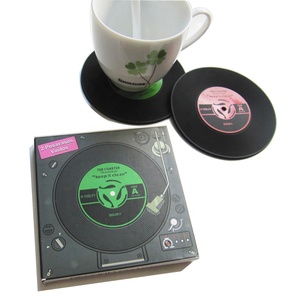Custom Eco-Friendly Soft PVC CD Record Coaster Four Colors with Printed Logo Factory Direct Promotional Silicone Coaster