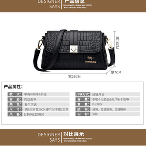 Luxury Designers PU Leather Shoulder Hand <b>Bags</b> Zip Pocket Crossbody <b>Bag</b> Custom Women's Messenger <b>Bags</b> - Product Image 3