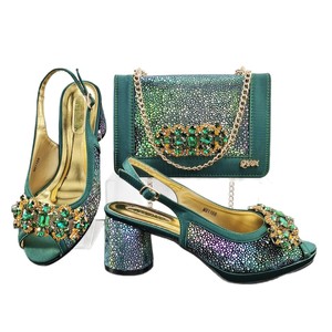 Stylish and eye-catching high-heeled shoes with rhinestones and satin finish - the same style as the square evening <b>bag</b>. This is - Product Image 4