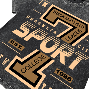 Vintage <b>Black</b> Acid Wash Men's Breathable T-<b>Shirts</b> Custom Cotton Letter Print Design O-Neck Casual Sport Style Short Sleeve <b>Tees</b> - Product Image 4
