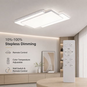 Lámpara de techo LED moderna de montaje empotrado, geométrica, de acrílico y hierro, con control remoto, tricolor, regulable, para sala de estar y dormitorio - Product Image 4