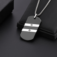 Chaîne rectangulaire noire Hip Hop vierge 316l en acier inoxydable pendentif collier bijoux pour hommes armée