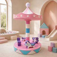 Manège Carrousel Blanc Doux pour Enfants, Idéal pour Aire de Jeux Intérieure, Location de Fêtes, Événements, Manège Animalier Rotatif, Équipement de Jeux