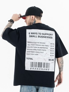 เสื้อยืดโอเวอร์ไซส์ผู้ชาย ผ้าฝ้าย 100% เนื้อหนา สตรีทแวร์  ไม่มีลาย  รับสกรีนโลโก้ แขนสั้น คอกลม - Product Image 1
