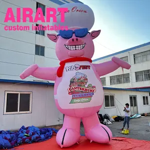 巨型充气粉红猪气球，荷兰充气猪卡通厨师角色