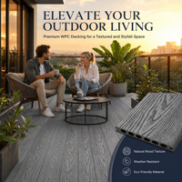 Tarima de WPC Cuadrada Resistente con Acabado Cepillado y Grano de Madera 3D, Impermeable y Antideslizante para Uso Residencial y en Parques al Aire Libre