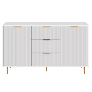 Commode à 6 tiroirs de style européen, blanche, avec pieds en bois, meuble de rangement pour chambre à coucher - Product Image 5