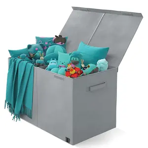 Liulanqi boîte de rangement, tissu non tissé gris robuste de bonne qualité, boîte de rangement de jouets empilables, organisateur de jouets pour vêtements