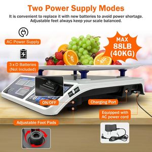 Bilance per vendita al dettaglio con doppio Display LCD bilance da 40KG 88lb per calcolo elettronico digitale - Product Image 3