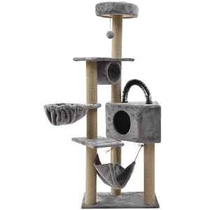 Modern Tall <b>Cat</b> Tower Scratching Posts Condos Top Perch Rattan Wooden <b>Cat</b> <b>Tree</b> - Product Image 6